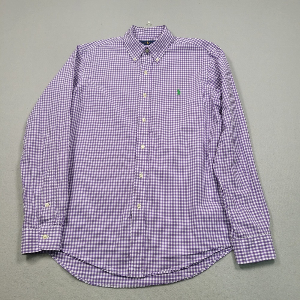 Ralph Lauren Mens Purple Gingham Check Long Sleeve Button Down Shirt Medium